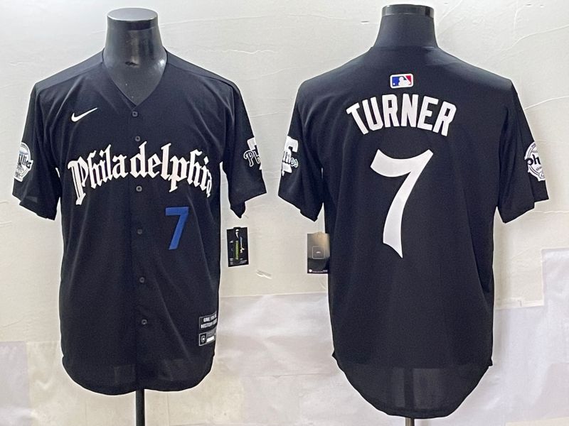 Men 2025 Philadelphia Phillies #7 Turner Black Five generations Joint Name Nike MLB Jersey style 4->philadelphia phillies->MLB Jersey